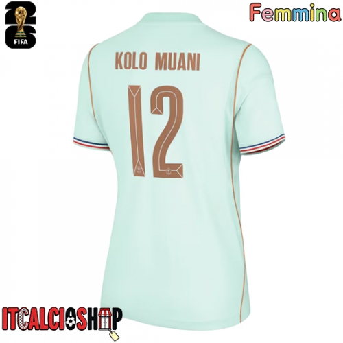 Francia Randal Kolo Muani #12 Seconda Maglia Femmina Mondiali 2026 Manica Corta